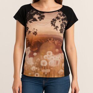 Paul Smith Graphic Modal Tee Shirt Women’s Small Slouchy Fit Sunset Print